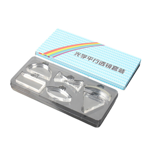 6Pcs Optical Lens Prism Triangular Semicircular Rectangle Concave Convex Lens