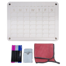 Clear Acrylic Monthly Calendar Magnetic Whiteboard with Marker Pen Holder Eraser B