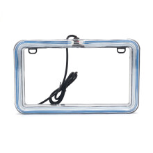 Motorcycle License Plate Frame with Build In LED ABS for Enhances Night Safety blue