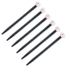 6x/Set Smooth Writing Pen Ballpoint Pen Love Heart Ballpoint Pen for School Black