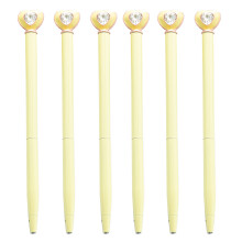 6x Oil Pen Love Heart Ballpoint Pen Smooth Writing Pen School Office Supplies Candy yellow
