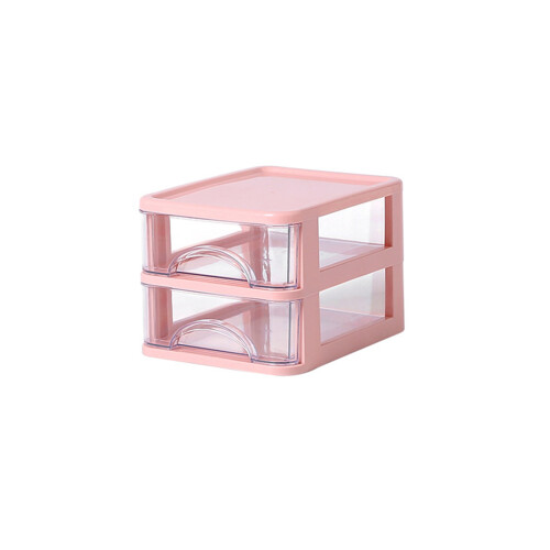 Desk Organizer with Drawer Stackable Organizers Desktop Storage Box for Office Pink 2