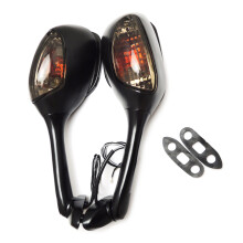 Motorcycle Rear View Mirrors with LED Lights for GSXR600 Smoked shell Halogen lamp