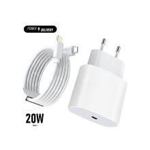 Carregador rápido 20 W USB-C com cabo de 2 m compatível com iPhone 13, adaptador compacto com ficha inglesa