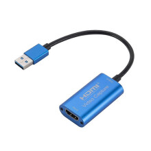 Placa de Captura de Vídeo e Áudio USB 3.0 para HDMI Fêmea, Adaptador de Gravação para Transmissão e Streaming