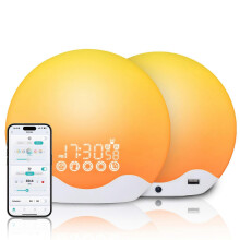 Luz despertadora com nascer e pôr do sol simulados, relógio despertador LED com luz ambiente noturna de sete cores