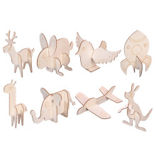 8x Wooden Graffiti Painting Board Animals Coloring Boards Early Educational Toy