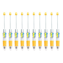 10Pcs Beadable Multicolor Pen 4 Color in 1 Retractable Ballpoint Pen for Student Orange
