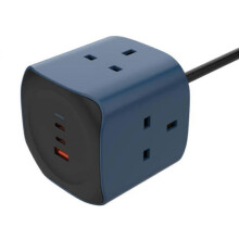 LDNIO SK3370 6-v-1 65W GaN Cube Power Strip, 3 UK zástrčky AC, 3 USB porty, rýchla nabíjacia stanica, zásuvka