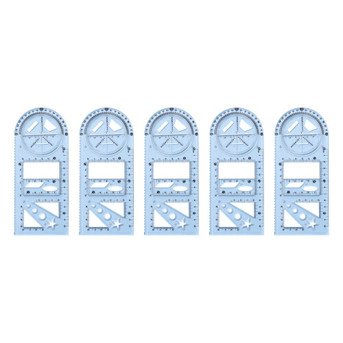 5 Pcs Mathematics Drawing Ruler Geometric Ruler Draft Ruler Building Template soft ruler