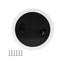 Round Deck Plate Inspection Hatch Cover for Watercrafts Marine 6 inches Black and white