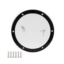 Deck Inspection Access Hatch Cover Plastic Boat Screw Out Plate 6 inches White and black