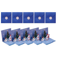 10Pcs 3D Christmas Greeting Cards with Envelope Seal Sticker for Family Friend 05