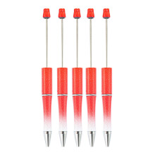 5PCS Beaded Ballpoint Pen Retractable Ballpoint Pen Decompression Pen Toy Gradient red