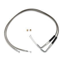 Motorcycle 42'' Throttle and Idle Cable Set with 90 Elbow Fitting for FLST FLT