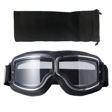 Retro Motorcycle Goggles Glasses Vintage Moto Classic Goggles for Clear Black skin