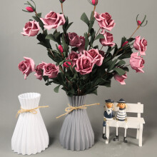 Kunststoffvasen EuropäIsche Aimulation-Keramik-Blumenvase Hochzeit Heimdekorationen Rattan-äHnliche Unzerbrechliche Einfachheit,Schwarz