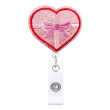 ID Card Lanyards Felt Badge Reels ID Card Name Tag Retractable Badge Holder Pink love gift