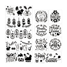 Easter Egg Bunny Flower Stencil Plastic for DIY Art Card Painting Present 12pcs