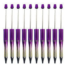 10Pcs Bead Rollerball Pen Plastic Pen Beaded Pen Student Office School Rose red gradient