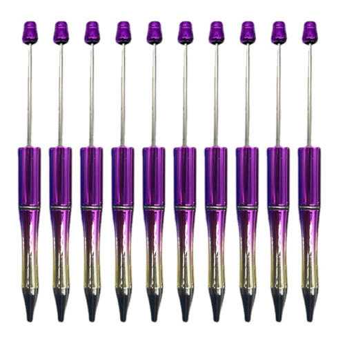 10Pcs Bead Rollerball Pen Plastic Pen Beaded Pen Student Office School Rose red gradient