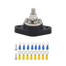 12V-48V Terminal Block Bus Bar M6/M10 Stud 160A Electrical Power Distribution Black M10