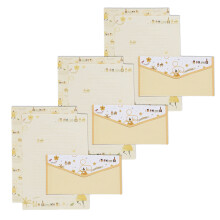 Flower Stationery Paper Set Including 10 Lined Sheets and 10 Matching natural yellow