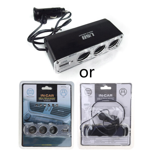 Auto Socket USB Charging Power Triple Adaptor Splitter Charge Multiple Devices