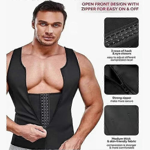 (XL) Gilet gainant de compression avec fermeture éclair pour homme 2