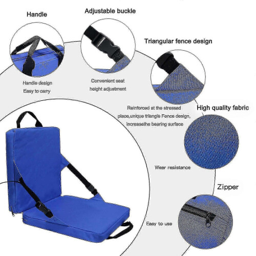 (blue) Wide Padded Cushion Stadium Seat with Back Support for Bleachers 2