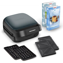Tefal Snack Collection SW862BF0 - Croque‑Gaufrier 700 W, plaques amovibles, noir/gris