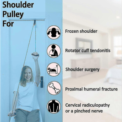 (Blue) Shoulder Pulley Over The Door Physical Therapy System Exercise Pulley For PT-DF 2
