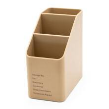 3 Compartments Pen Container Pencil Cup Makeup Brush Holder for Classify Storage Khaki