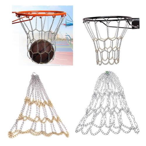 (silver color) Rete da basket in metallo resistente per esterni, canestro standard oro argento 1