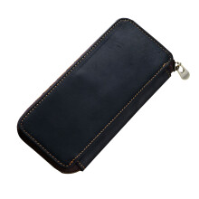 Leather Pen Case Portable Fountain Pen Holder Case 6.49x3.15Inch Black