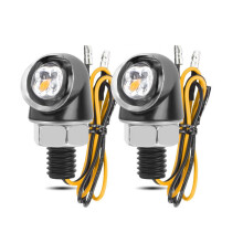 Miniature Metal Motorcycle Indicators Two-Tone Retro Design Sturdy Acrylic Lens Black