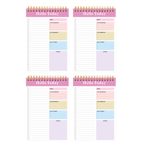 4 Pcs Practical Daily Planner A 5 Notepad Spirals Notebook Reporters Notebooks Pink
