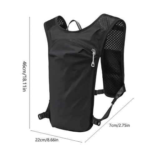 (Black Color) Lightweight Hydration Pack 3D Mesh Adj Chest Strap Whistle Waterproof Hiking Camping Black 2