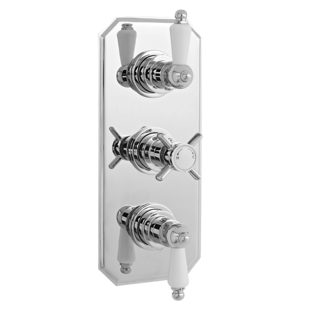Balterley Traditional Concealed Triple Thermostatic Shower Valve, 2 Outlets - Chrome