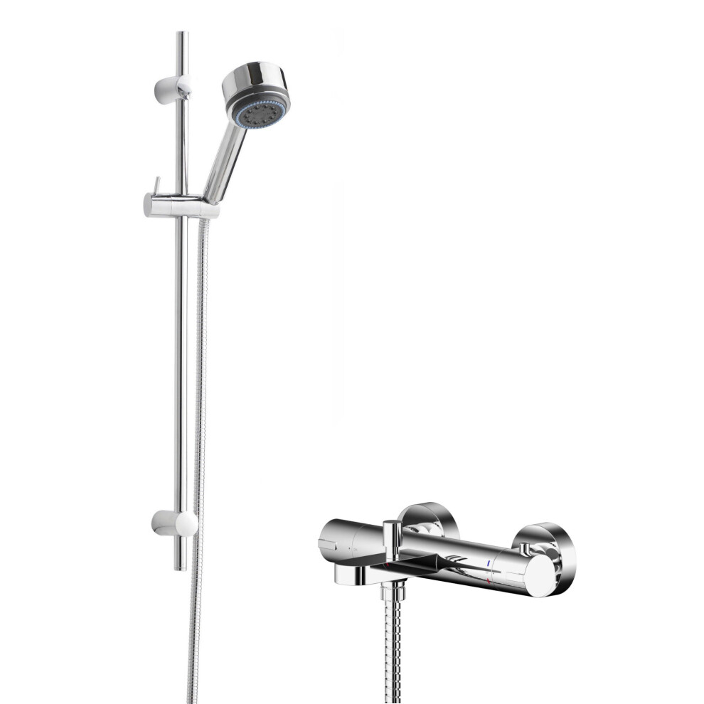 Balterley Current Wall Mount Thermostatic Bath Shower Mixer Tap With Linear Slide Rail Kit - Chrome