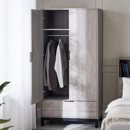 Bali 2 Door 1 Drawer Wardrobe - Grey Oak 1