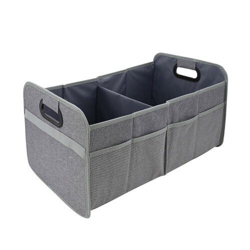 Waterproof Convenient Car Boot Organizer Box with Dividers Strong Load Capacity Gray