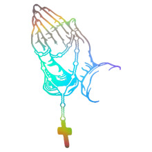 Car Praying Hand With Rosary Sticker Decals Religious Christian Vinyls gradient color L