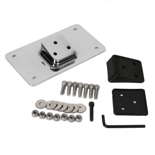 Motorbike Replacement 3 Hole Laydown License Plate Mounting Bracket Kit Silver