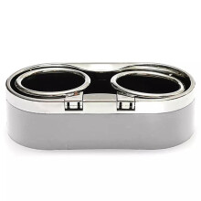 Dual Hole Car Cup Holder Drink Water Coffee Bottle Folding Holder Can Mounts Silver