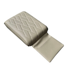 Car Armrest Cover Mat Universal PU Leather Non-slip Storage Box Pad Car Beige Seven Lines