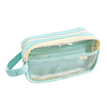 Clear Pencil Case Two Large Compartment, Multipurpose Pen Case Pencil Bag Mint green