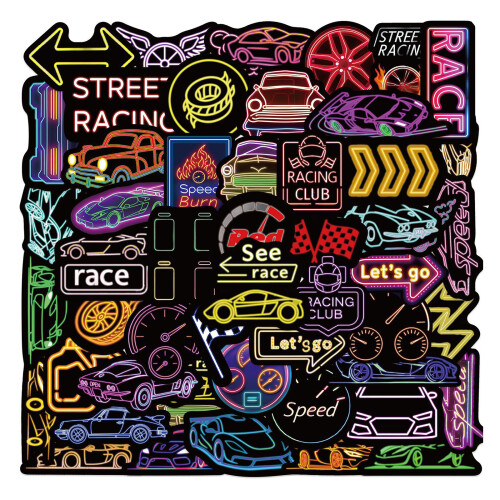 50 Sheets Decorative Sticker for Kids Race Car Sticker Graffiti Sticker