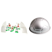 8PCS Soccer Football Cake Topper Player Decoration Tool & 1 PCS 3D Half Round Shaped Football Cake Mold 8 Inch