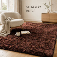 (Brown Rug - 160x230cm) Imperial Rooms Shaggy Rugs Non Slip Faux Fur Large Area Rugs for Living Rooms